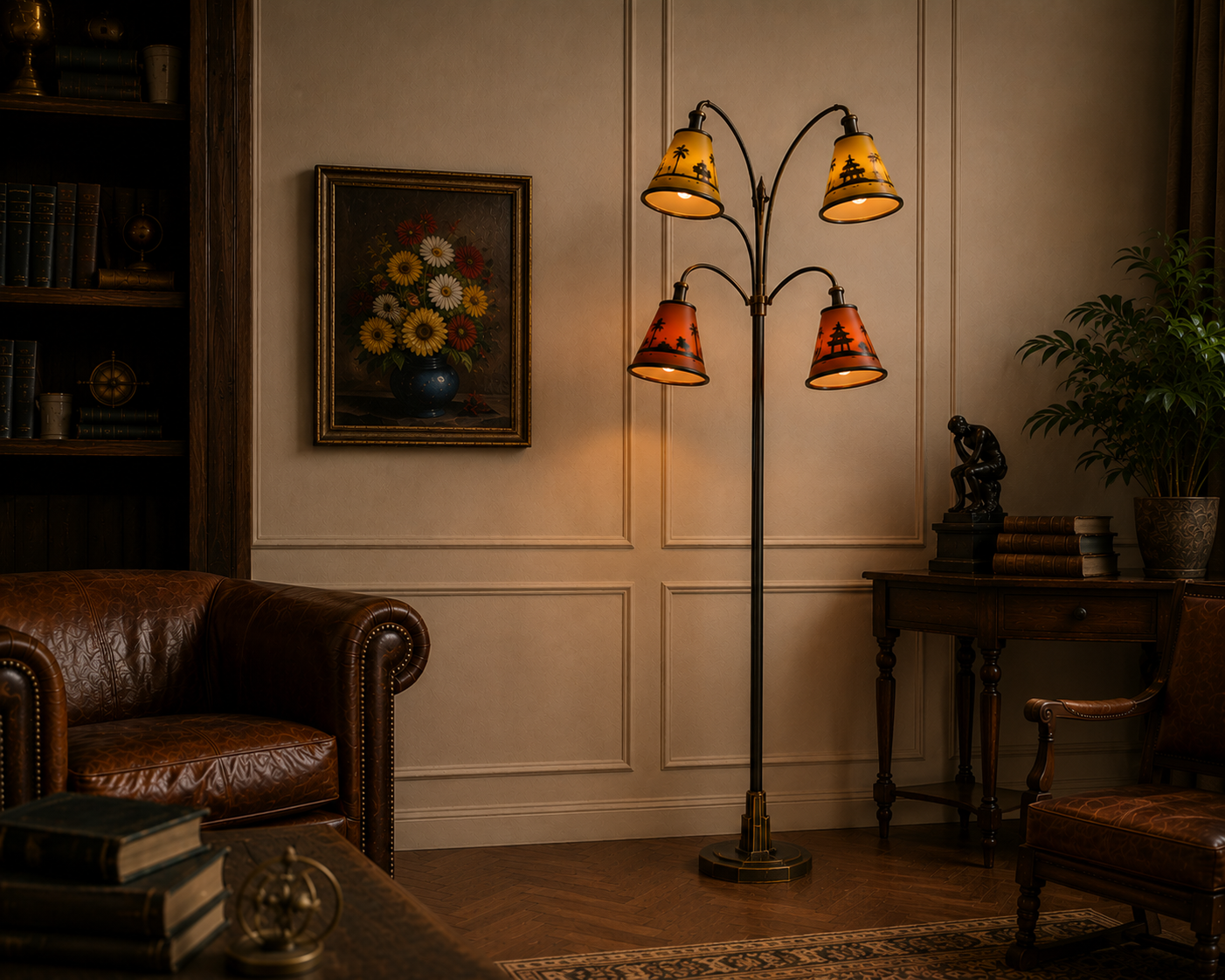 The Pavilion – Four Shade Deco Standard Lamp